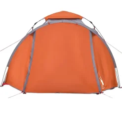 vidaXL 3-personers campingtelt kuppel quick-release grå og orange