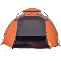 vidaXL 3-personers campingtelt kuppel quick-release grå og orange