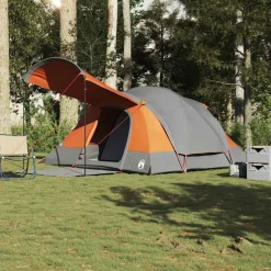 vidaXL 8-personers campingtelt vandtæt grå og orange