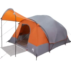 vidaXL 8-personers campingtelt vandtæt grå og orange
