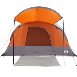 vidaXL 8-personers campingtelt vandtæt grå og orange