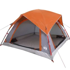 vidaXL 4-personers campingtelt vandtæt grå og orange