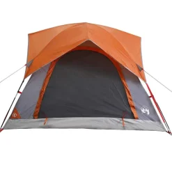 vidaXL 4-personers campingtelt vandtæt grå og orange