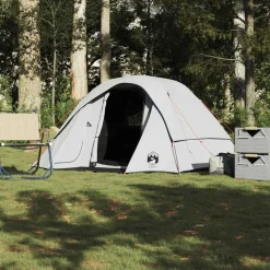 vidaXL 4-personers campingtelt vandtæt mørklægningsstof hvid