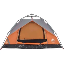 vidaXL 2-personers campingtelt kuppel quick-release grå og orange
