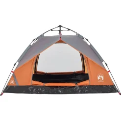 vidaXL 2-personers campingtelt kuppel quick-release grå og orange