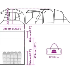 vidaXL 5-personers campingtelt vandtæt grå og orange