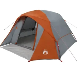 vidaXL 4-personers campingtelt vandtæt grå og orange