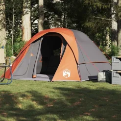 vidaXL 4-personers campingtelt vandtæt grå og orange