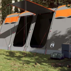 vidaXL 8-personers campingtelt vandtæt grå og orange