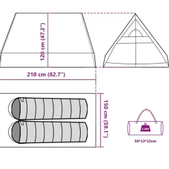 vidaXL 2-personers campingtelt A-stel vandtæt grøn