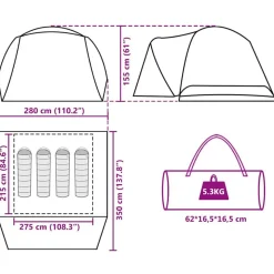 vidaXL 4-personers campingtelt med fortelt vandtæt orange