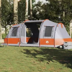 vidaXL 4-personers campingtelt vandtæt grå og orange