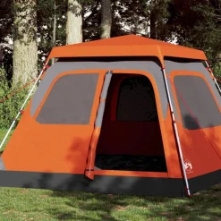 vidaXL 4-personers campingtelt kuppel quick-release grå og orange