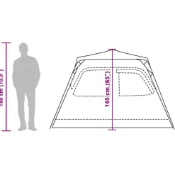 vidaXL 4-personers campingtelt kuppel quick-release grå og orange