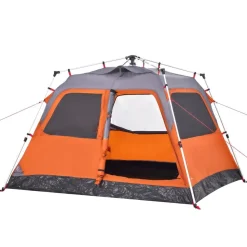 vidaXL 4-personers campingtelt kuppel quick-release grå og orange