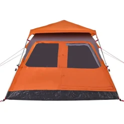 vidaXL 4-personers campingtelt kuppel quick-release grå og orange
