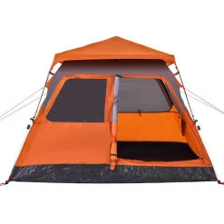 vidaXL 4-personers campingtelt kuppel quick-release grå og orange