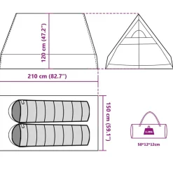 vidaXL 2-personers campingtelt A-stel vandtæt grå