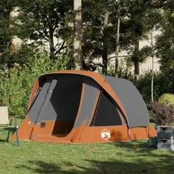 vidaXL 4-personers campingtelt vandtæt grå og orange