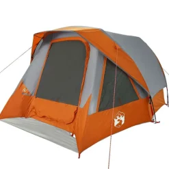 vidaXL 4-personers campingtelt vandtæt grå og orange