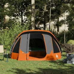 vidaXL 4-personers campingtelt vandtæt grå og orange