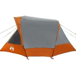 vidaXL 4-personers campingtelt vandtæt grå og orange