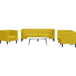 vidaXL 3-personers Chesterfield-sofasæt med puder fløjl gul