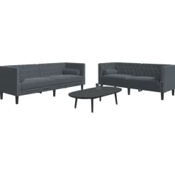 vidaXL 2-personers Chesterfield-sofasæt med puder fløjl mørkegrå
