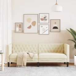 vidaXL 3-personers Chesterfield-sofa kunstlæder sort