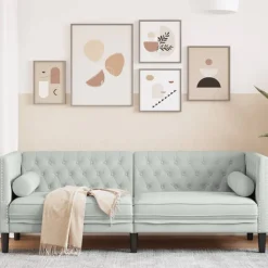 vidaXL 3-personers Chesterfield-sofa med bolsterpuder fløjl lysegrå