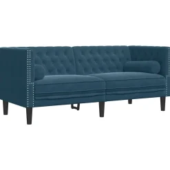 vidaXL 2-personers Chesterfield-sofa med bolsterpuder fløjl blå