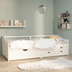 vidaXL 3-personers daybed med skuffer 90x200 cm massivt fyrretræ hvid