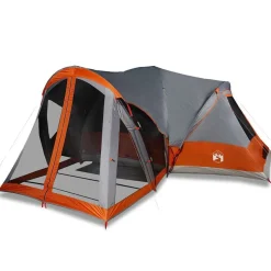 vidaXL 8-personers familietelt vandtæt grå og orange