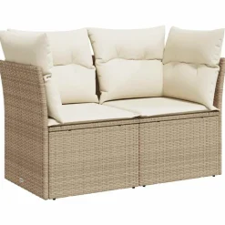 vidaXL 2-personers havesofa med hynder polyrattan beige