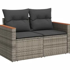 vidaXL 2-personers havesofa med hynder polyrattan grå