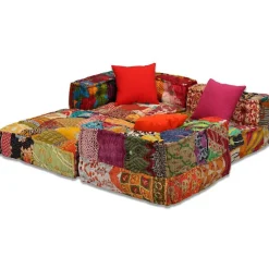 vidaXL 3-personers modulpuf stof patchwork
