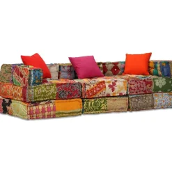 vidaXL 3-personers modulpuf stof patchwork