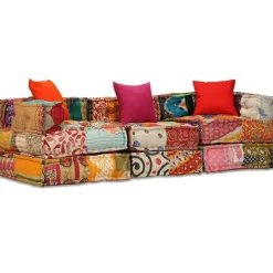 vidaXL 3-personers modulpuf stof patchwork