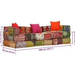 vidaXL 3-personers modulpuf stof patchwork