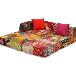 vidaXL 3-personers modulpuf stof patchwork