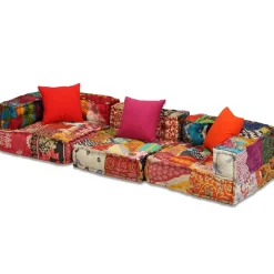 vidaXL 3-personers modulpuf stof patchwork