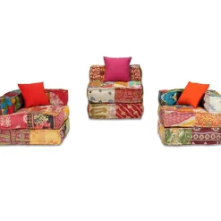 vidaXL 3-personers modulpuf stof patchwork