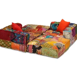 vidaXL 3-personers modulpuf stof patchwork