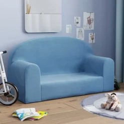 vidaXL 2-personers sofa blødt plys blå