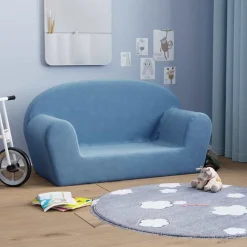 vidaXL 2-personers sofa blødt plys blå