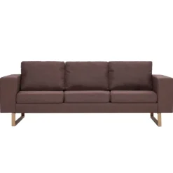 vidaXL 3-personers sofa i stof brun