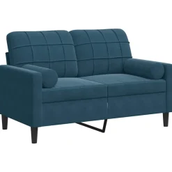 vidaXL 2-personers sofa med pyntepuder 120 cm velour blå