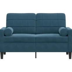 vidaXL 2-personers sofa med pyntepuder 120 cm velour blå