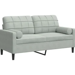 vidaXL 2-personers sofa med pyntepuder 140 cm velour lysegrå